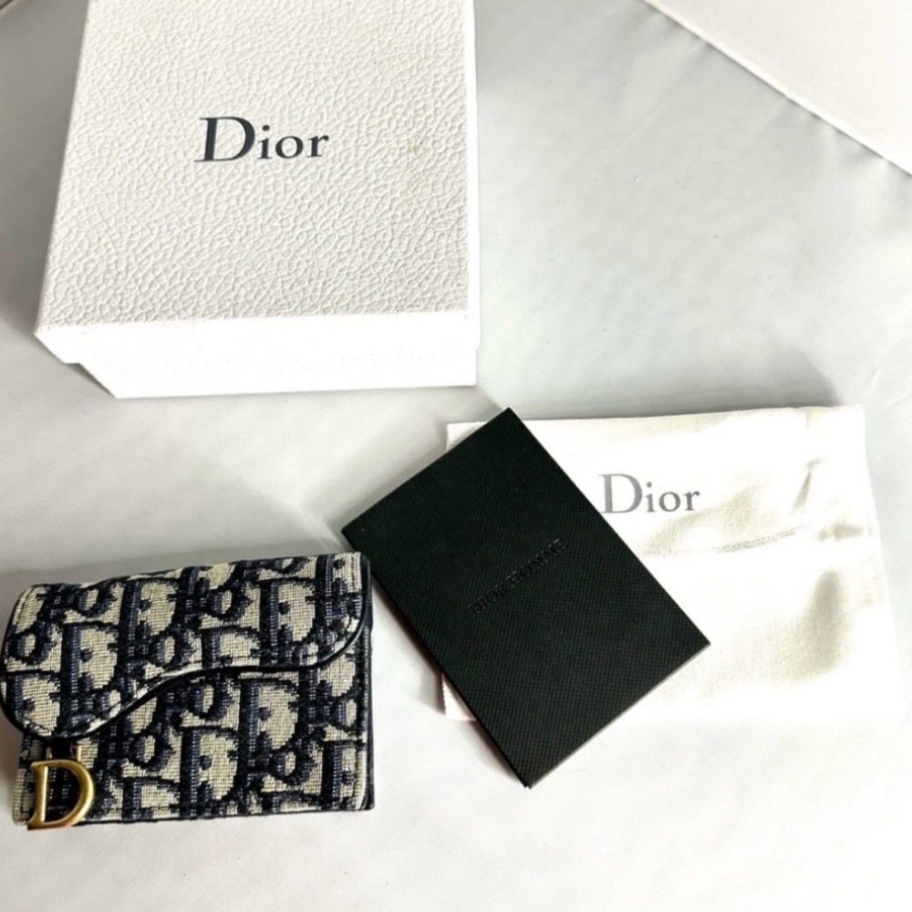 Dior Monogram Black/Blue and Cream Wallet
